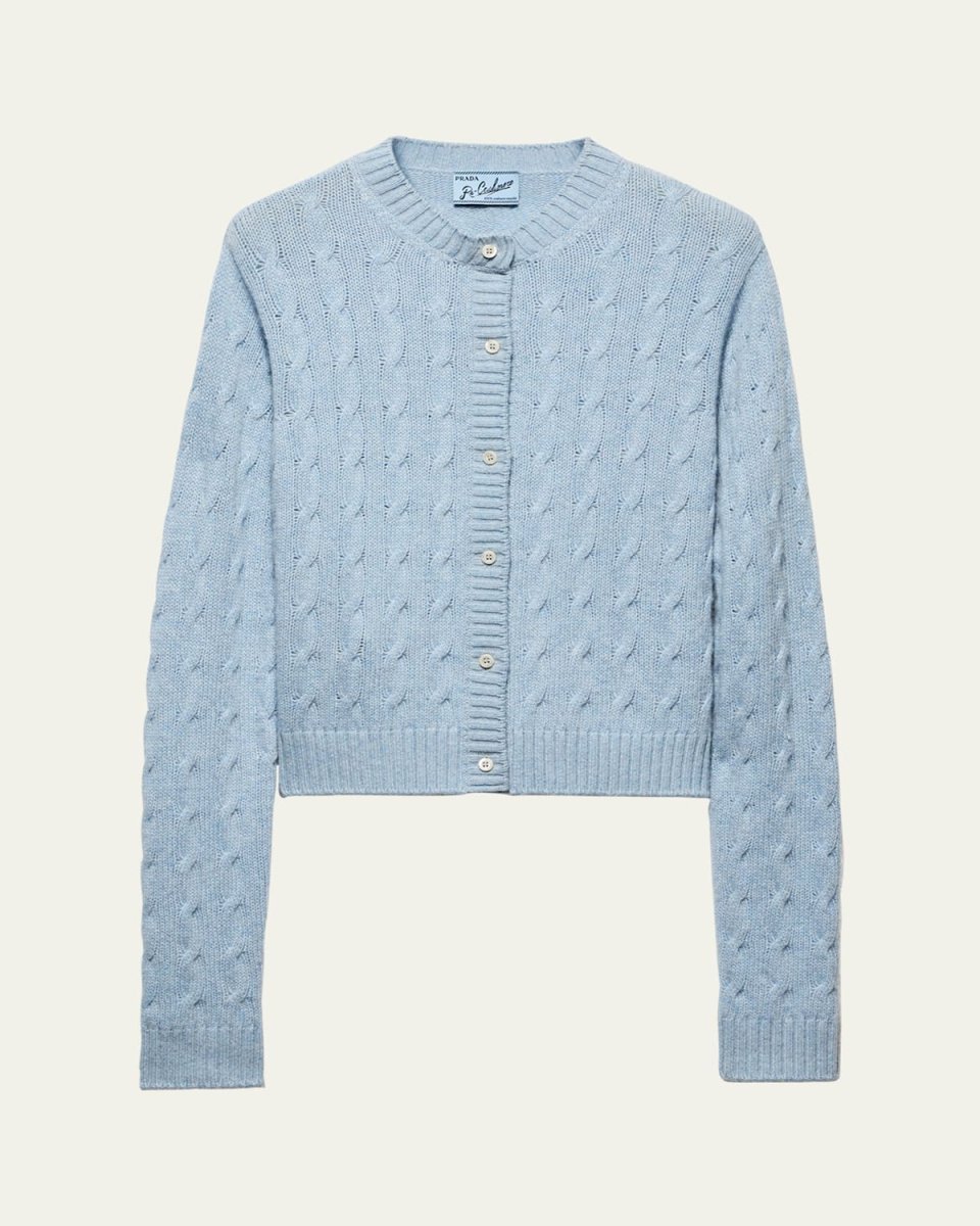 Boxy Cable Cashmere Cardigan